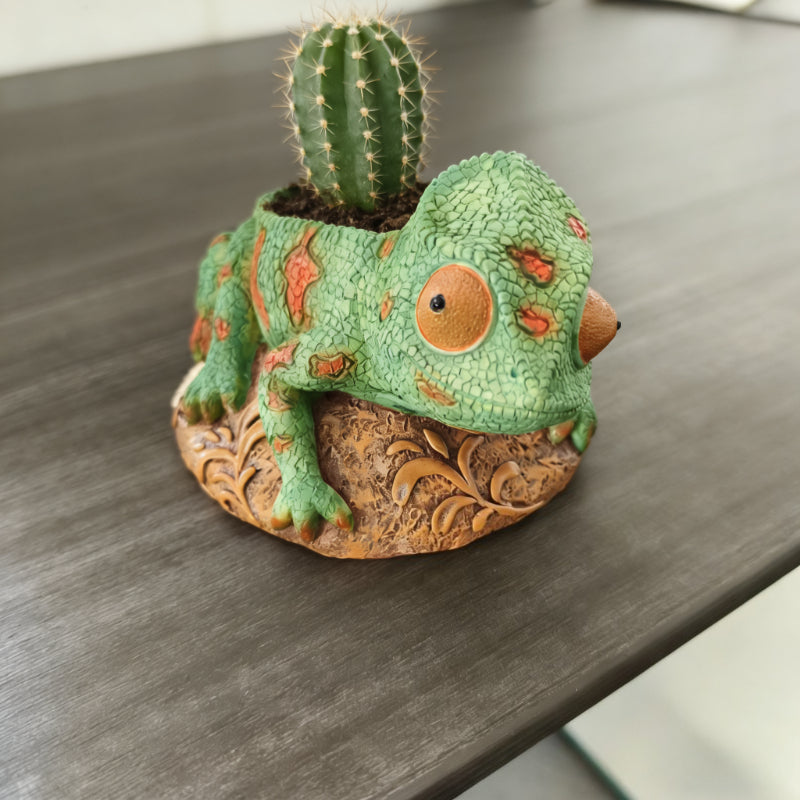 Pot de fleur lézard en résine 15 cm - déco originale d'intérieur
