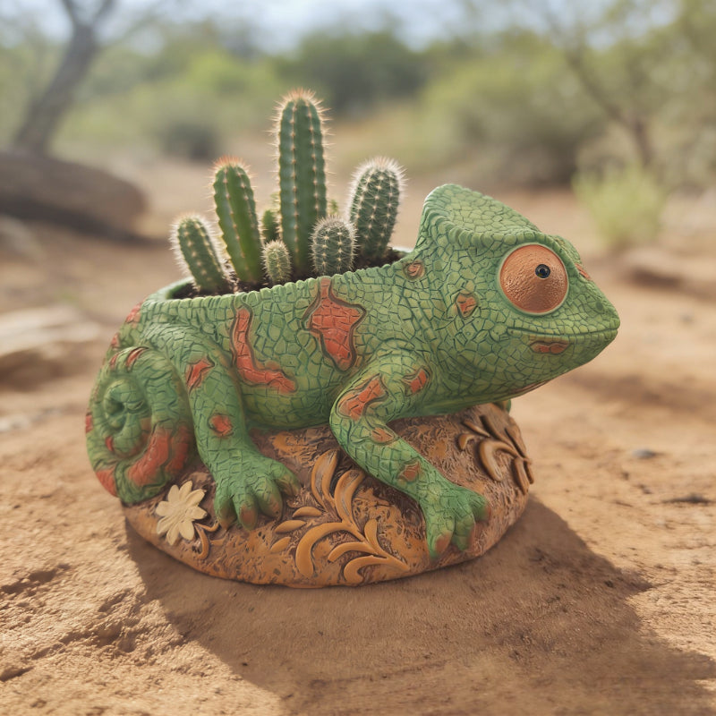 Pot de fleur lézard en résine 15 cm - déco originale d'intérieur