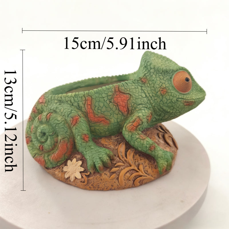 Pot de fleur lézard en résine 15 cm - déco originale d'intérieur