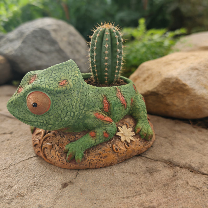 Pot de fleur lézard en résine 15 cm - déco originale d'intérieur