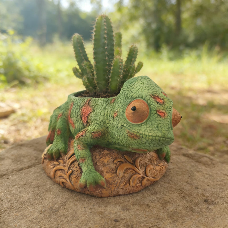 Pot de fleur lézard en résine 15 cm - déco originale d'intérieur