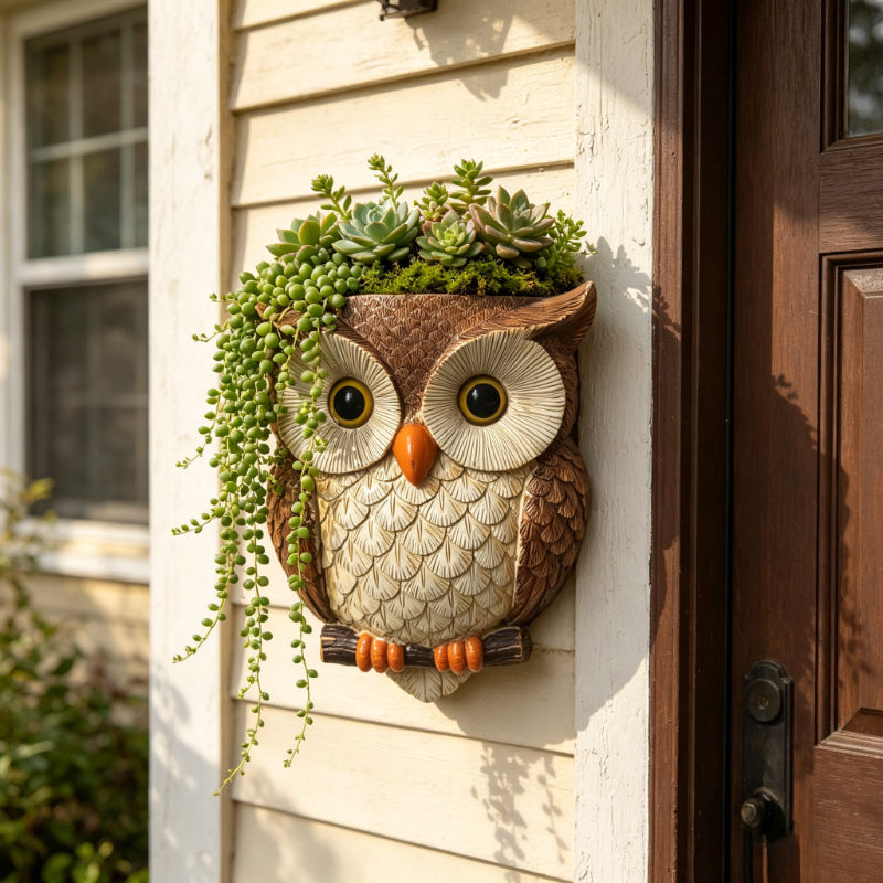 Pot de fleur mural en forme de hibou, résine pour succulentes