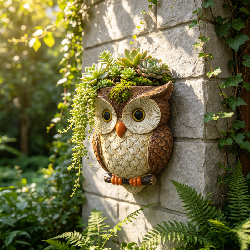Pot de fleur mural en forme de hibou, résine pour succulentes