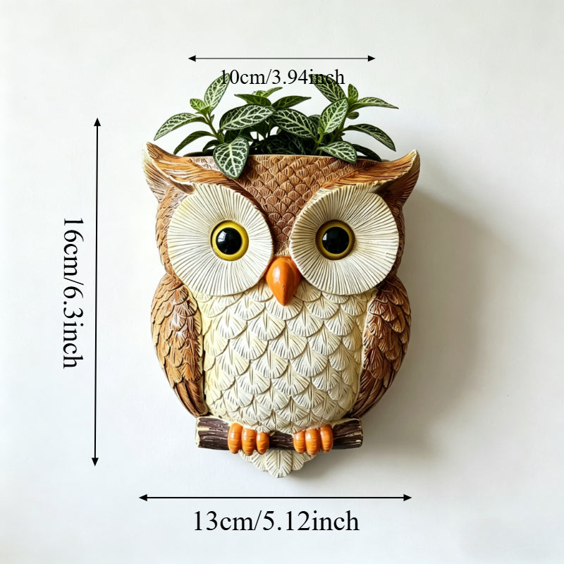 Pot de fleur mural en forme de hibou, résine pour succulentes