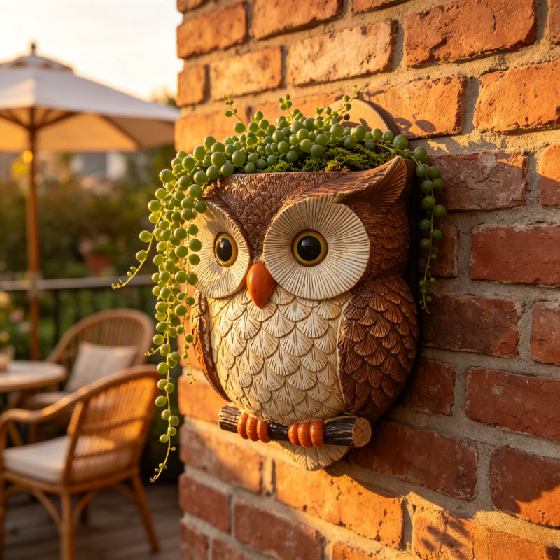 Pot de fleur mural en forme de hibou, résine pour succulentes