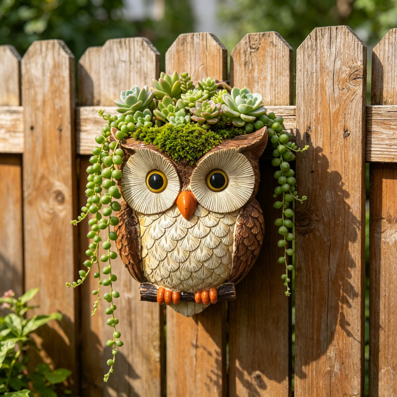 Pot de fleur mural en forme de hibou, résine pour succulentes