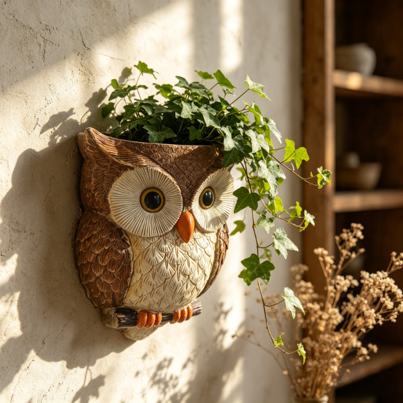 Pot de fleur mural en forme de hibou, résine pour succulentes