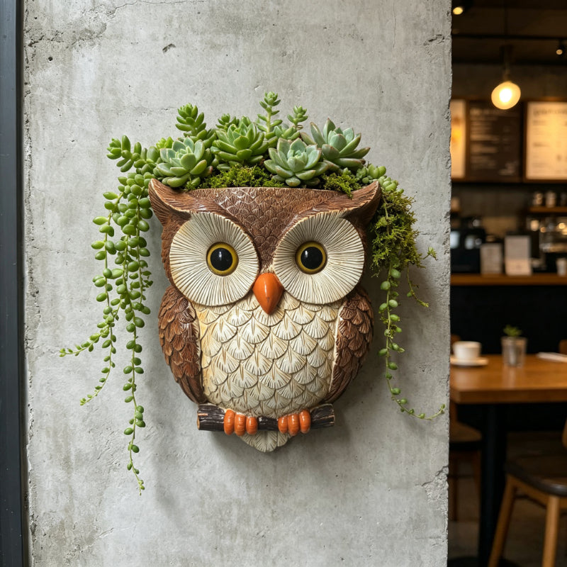 Pot de fleur mural en forme de hibou, résine pour succulentes