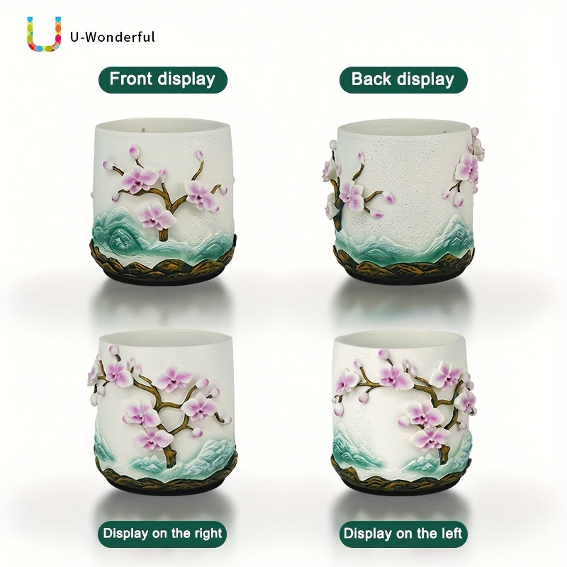 Pot de fleur pour orchidée en résine relief floral — Ø 15 cm