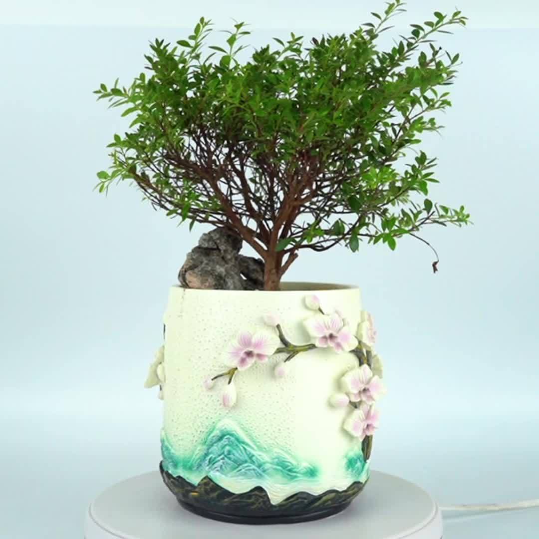 Pot de fleur pour orchidée en résine relief floral — Ø 15 cm