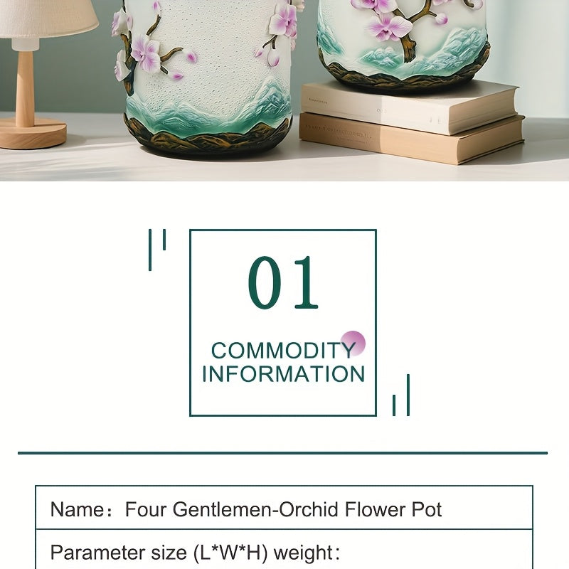 Pot de fleur pour orchidée en résine relief floral — Ø 15 cm