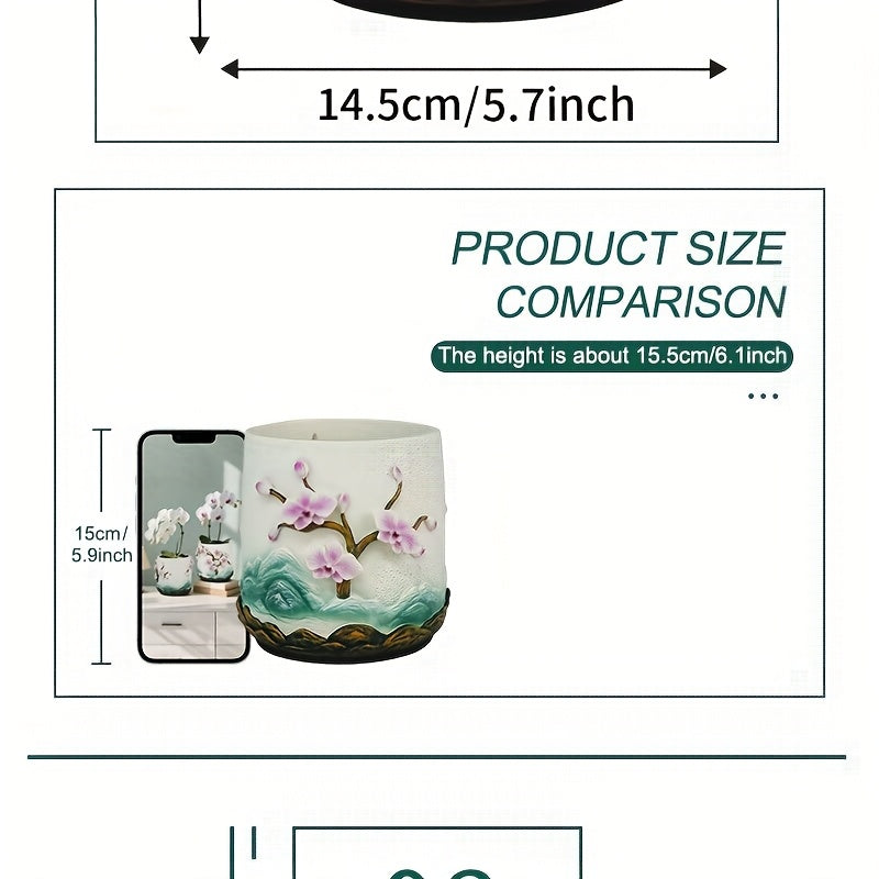 Pot de fleur pour orchidée en résine relief floral — Ø 15 cm