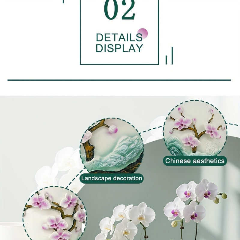 Pot de fleur pour orchidée en résine relief floral — Ø 15 cm