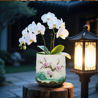 Pot de fleur pour orchidée en résine relief floral