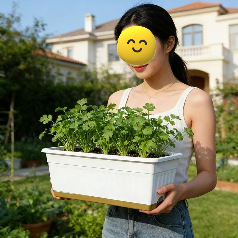 Pot de fleur rectangulaire blanc 49 cm balcon - Lot de 2