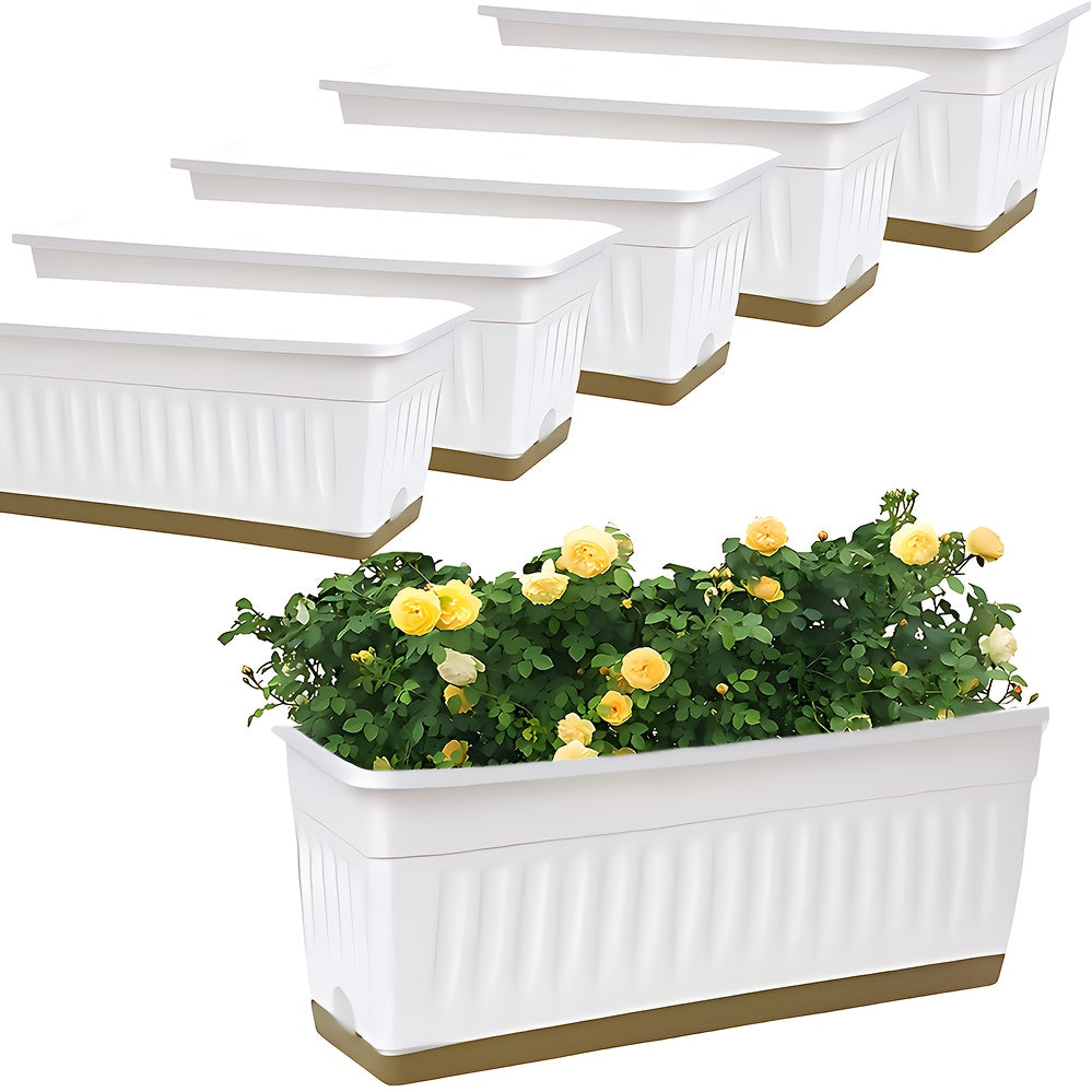 Pot de fleur rectangulaire blanc 49 cm balcon - Lot de 2