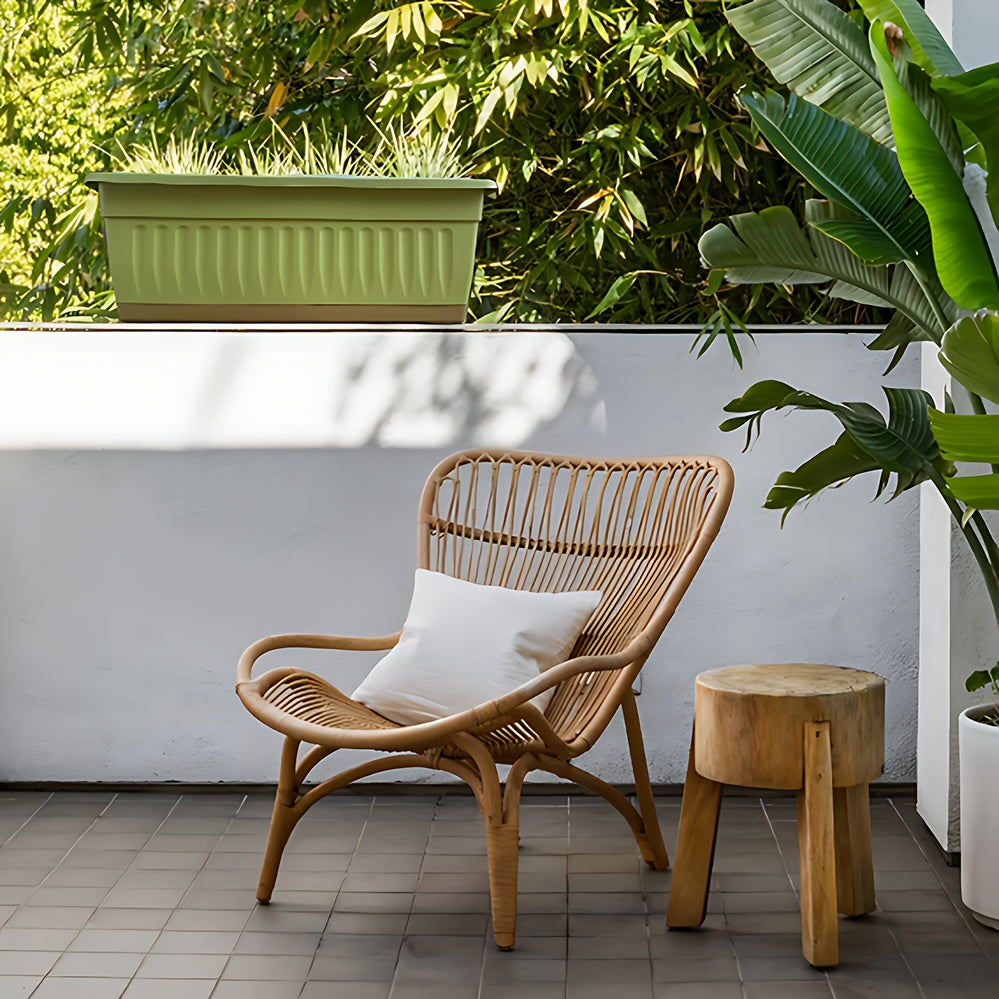 Pot de fleur rectangulaire blanc 49 cm balcon - Lot de 2