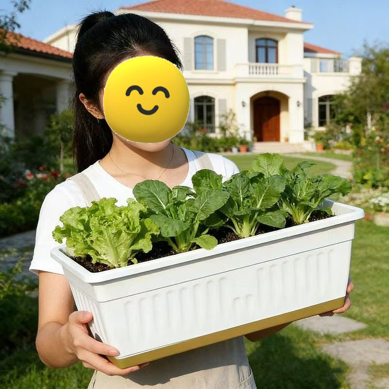 Pot de fleur rectangulaire blanc 49 cm balcon - Lot de 2