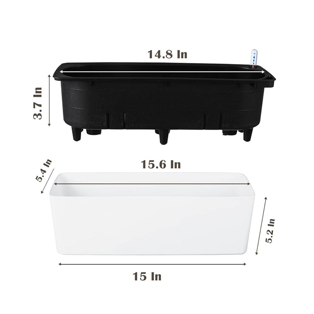 Pot de fleur rectangulaire blanc 40 cm à réserve d'eau intégrée