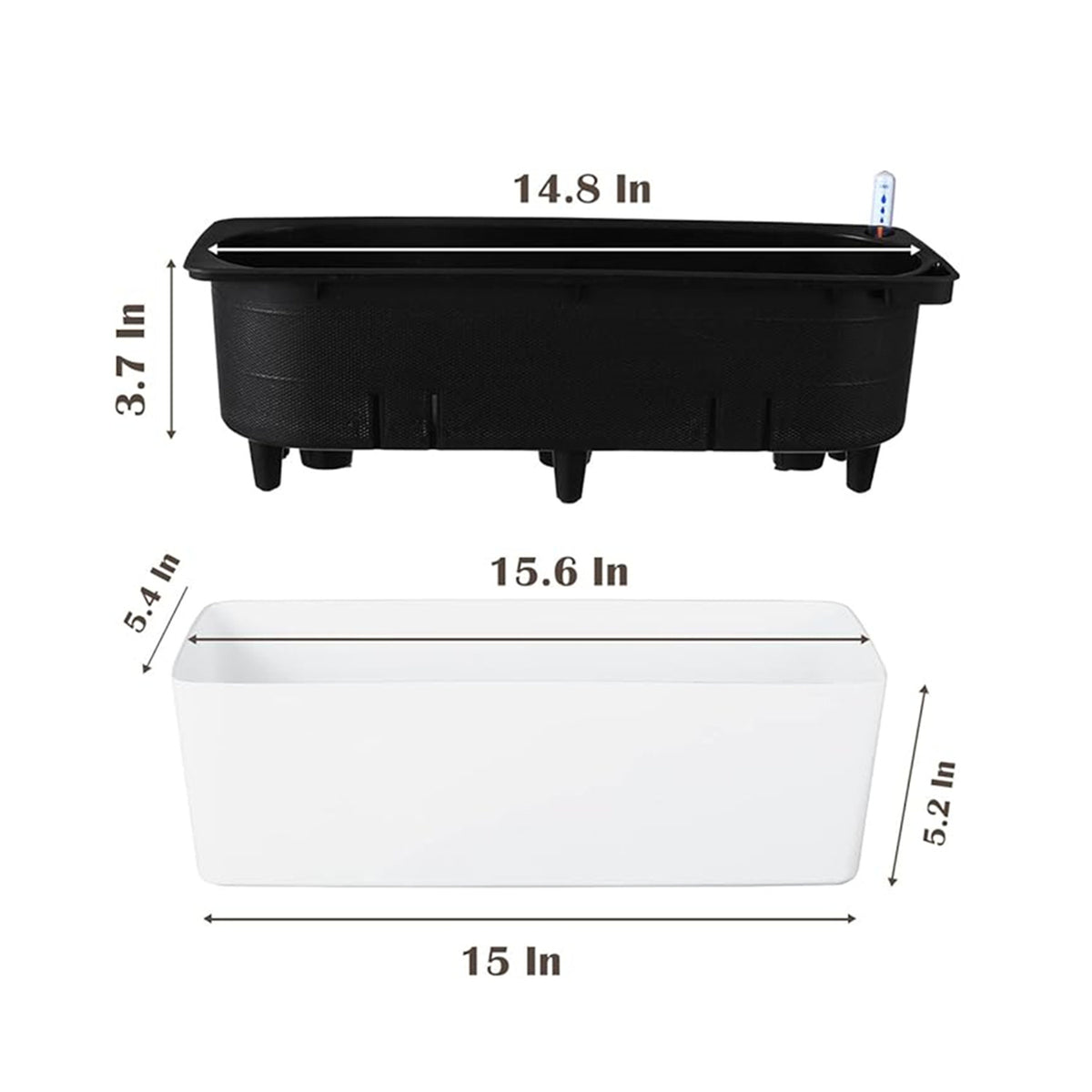 Pot de fleur rectangulaire blanc 40 cm à réserve d'eau intégrée