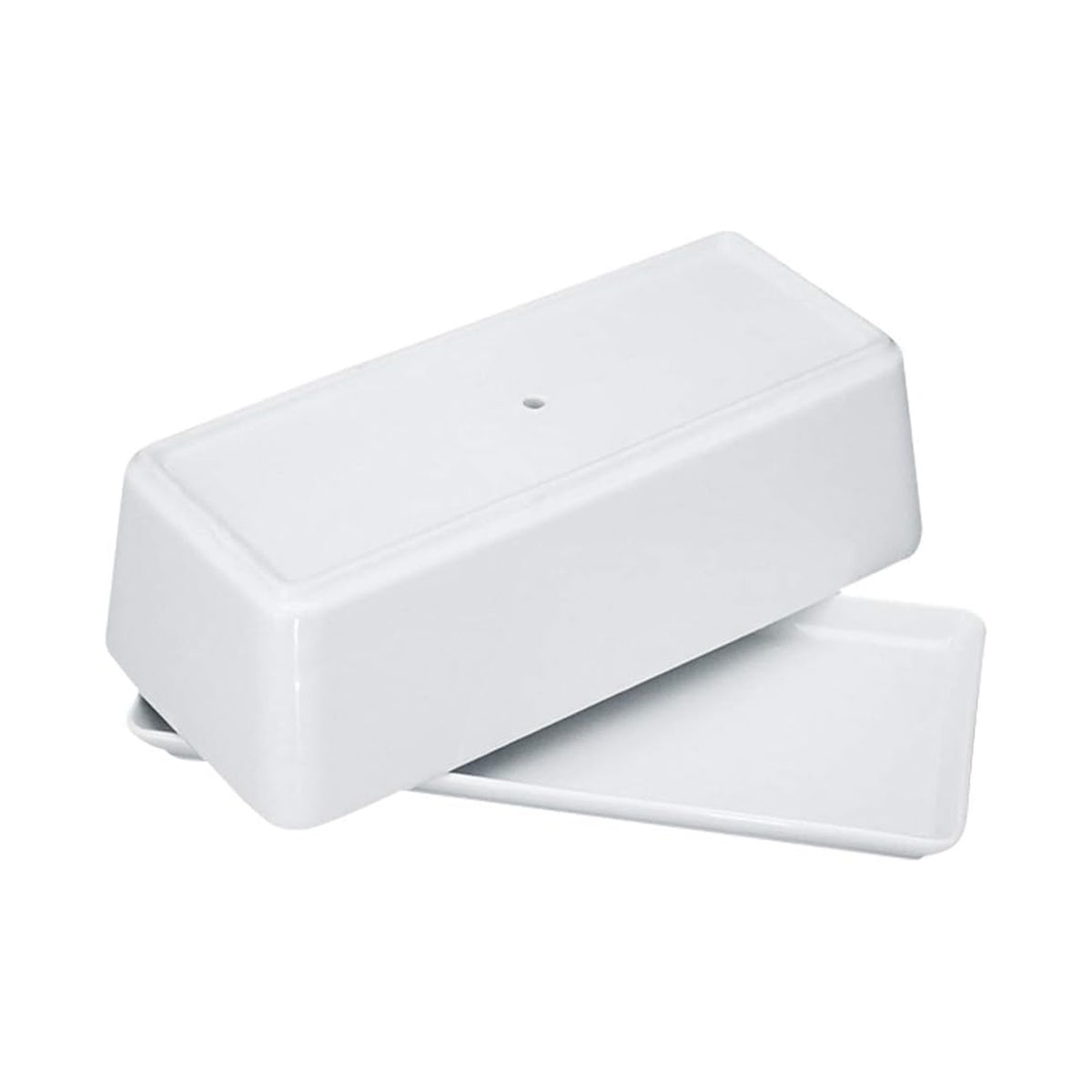 Pot de fleur rectangulaire en céramique blanche 25 cm à soucoupe