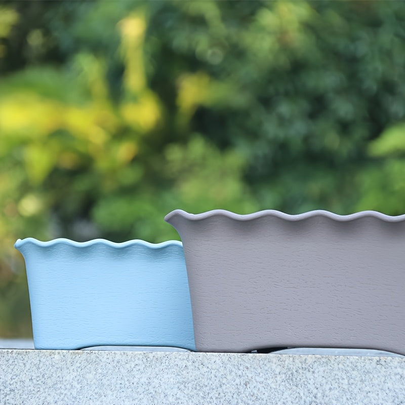 Pot de fleur rectangulaire à bord ondulé — plastique 41 cm