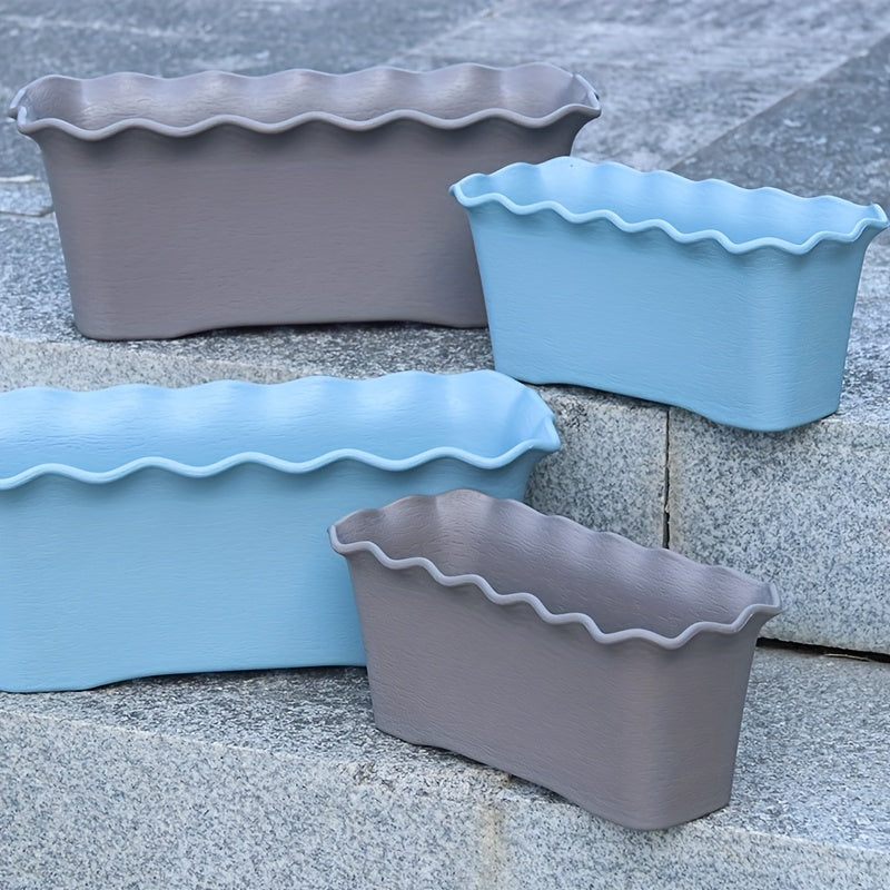 Pot de fleur rectangulaire à bord ondulé — plastique 41 cm