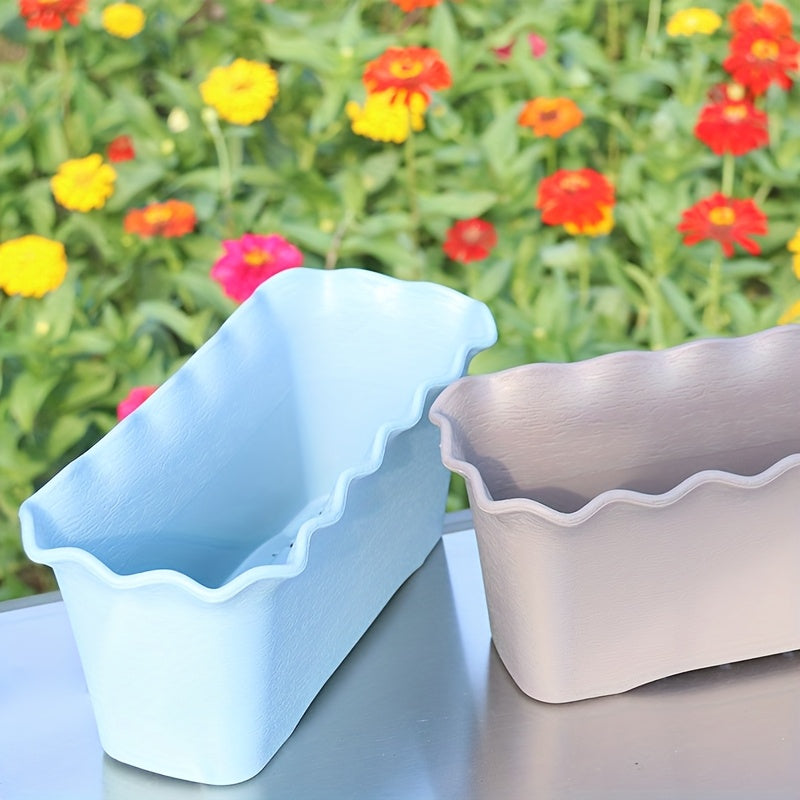 Pot de fleur rectangulaire à bord ondulé — plastique 41 cm