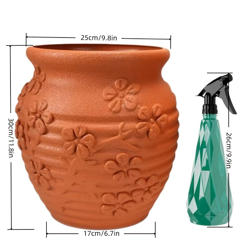 Pot de Fleur Marron de 30cm + Vaporisateur