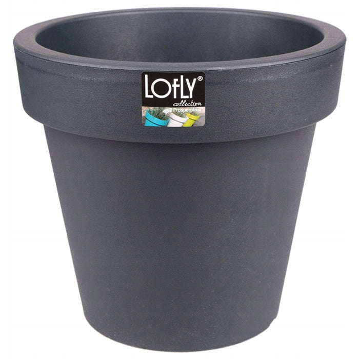 Pot de fleur rond anthracite Ø 20 cm en plastique, 3,4 L