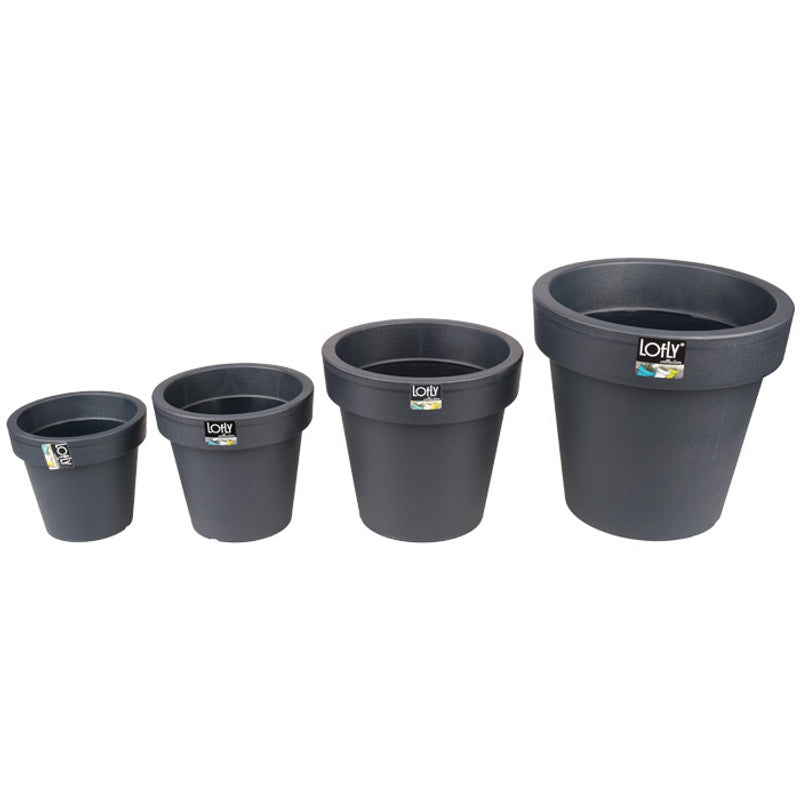 Pot de fleur rond anthracite Ø 20 cm en plastique, 3,4 L