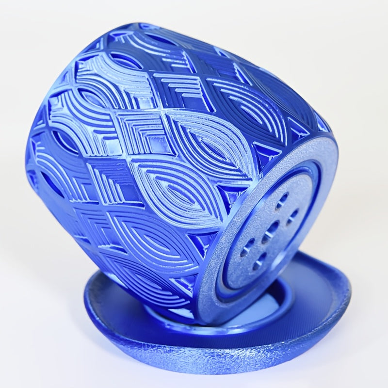 Pot de fleur rond à motif Art déco Ø 11 cm, soucoupe incluse
