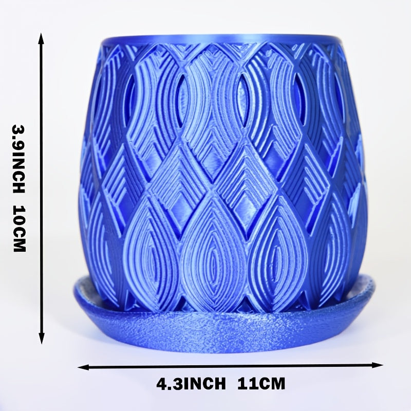 Pot de fleur rond à motif Art déco Ø 11 cm, soucoupe incluse