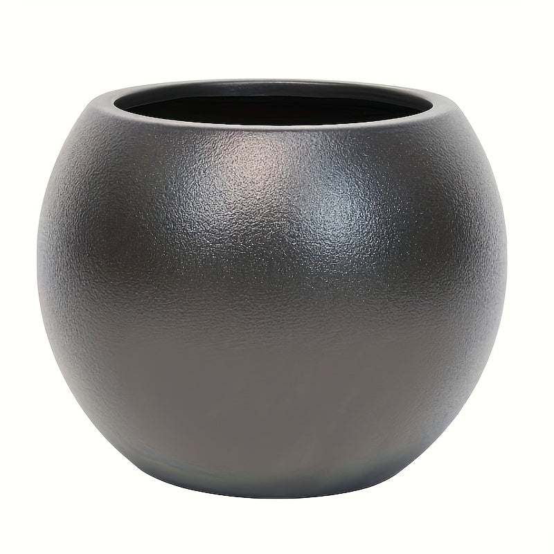 Pot de fleur rond effet pierre beige Ø 22 cm, style bohème
