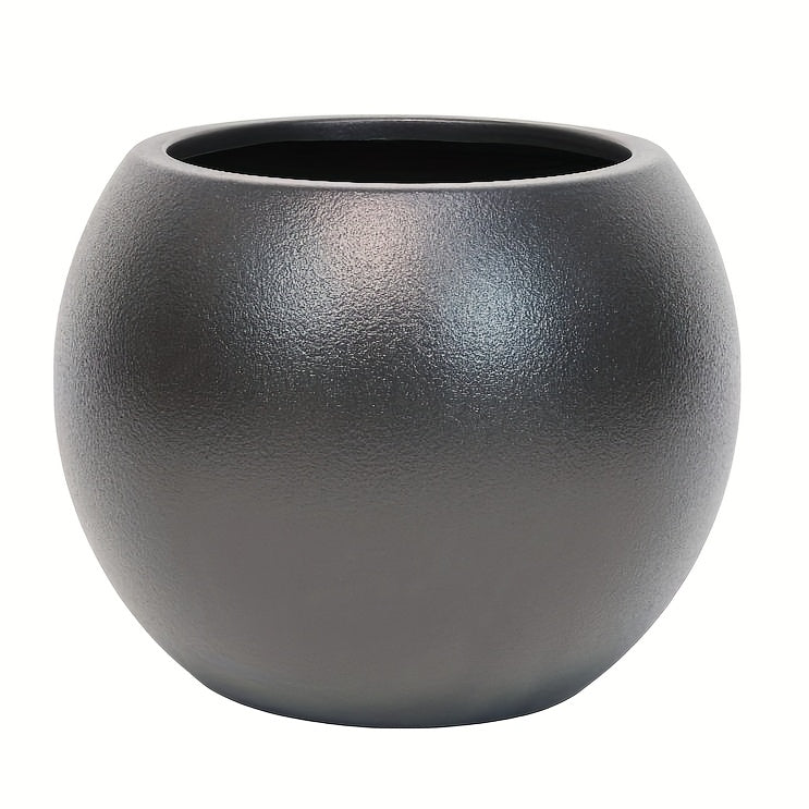 Pot de fleur rond effet pierre beige Ø 22 cm, style bohème