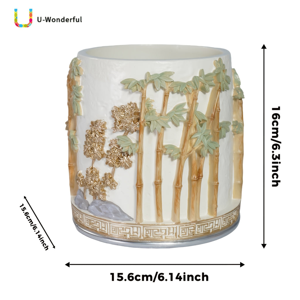 Quatre Gentilhommes - Pot de Fleur en Bambou Vert (Rythme Blanc)