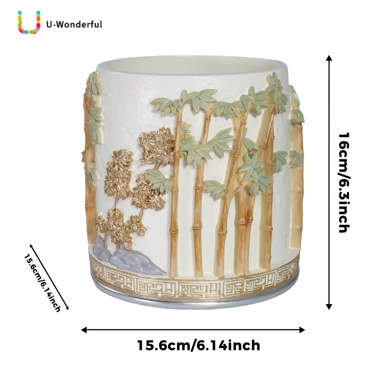 Quatre Gentilhommes - Pot de Fleur en Bambou Vert (Rythme Blanc)