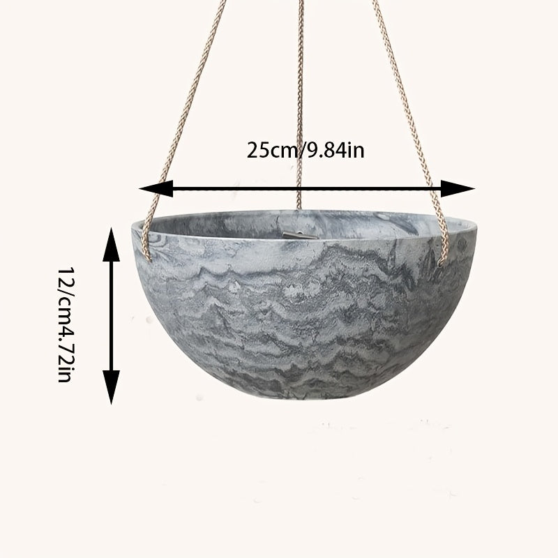 Pot de fleur suspendu gris effet béton Ø 25 cm - Lot de 2