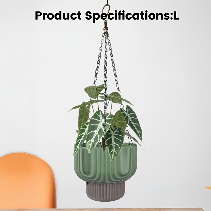 Pot de fleur suspendu à réserve d'eau, lot de 2, vert sauge