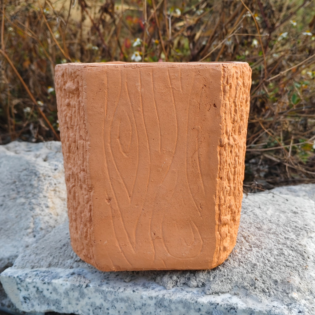 Pot de fleur en terre cuite effet écorce 19 cm — Artisanal