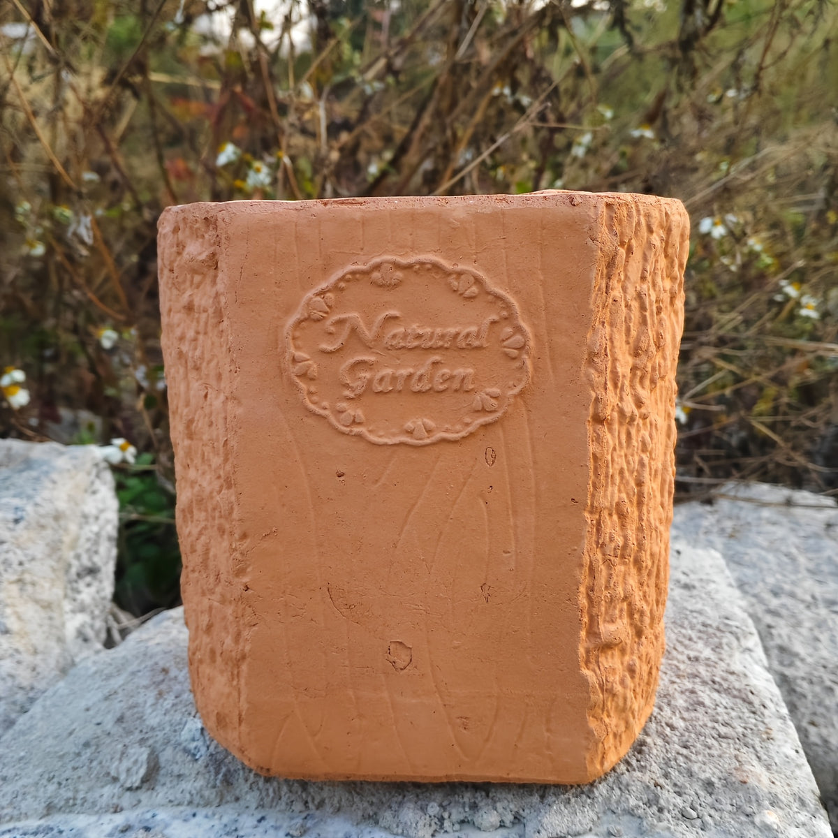 Pot de fleur en terre cuite effet écorce 19 cm — Artisanal