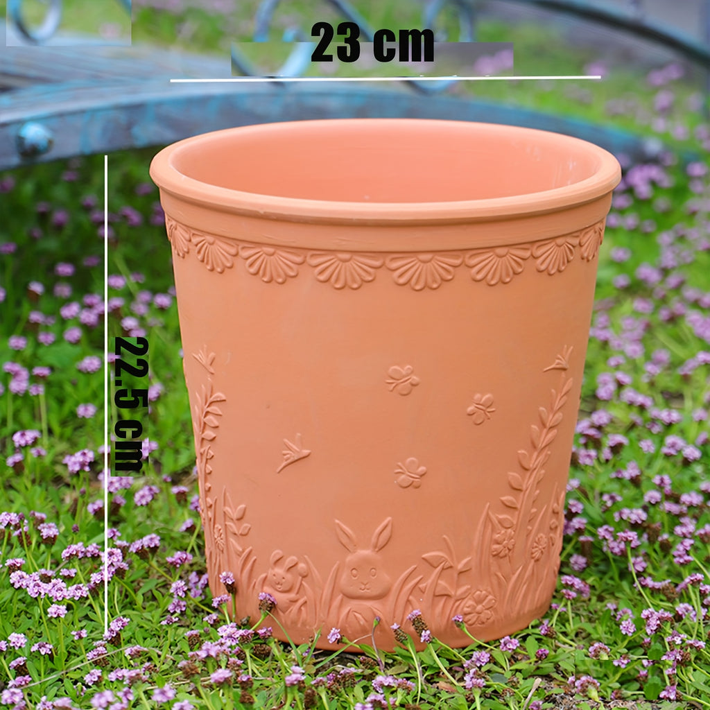 Pot de fleur terre cuite Ø 23 cm à motifs chats en relief