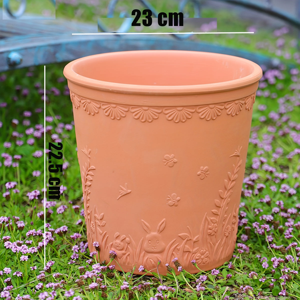 Pot de fleur terre cuite Ø 23 cm à motifs chats en relief