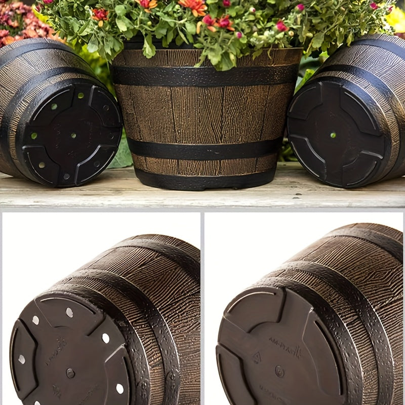 Pot de fleur tonneau Ø 31 cm avec soucoupe, 9 L de terre