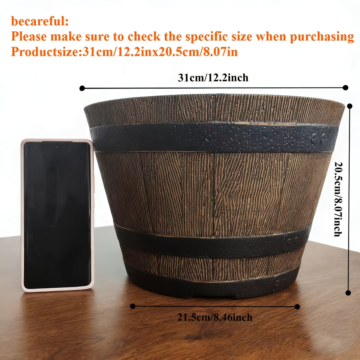 Pot de fleur tonneau Ø 31 cm avec soucoupe, 9 L de terre