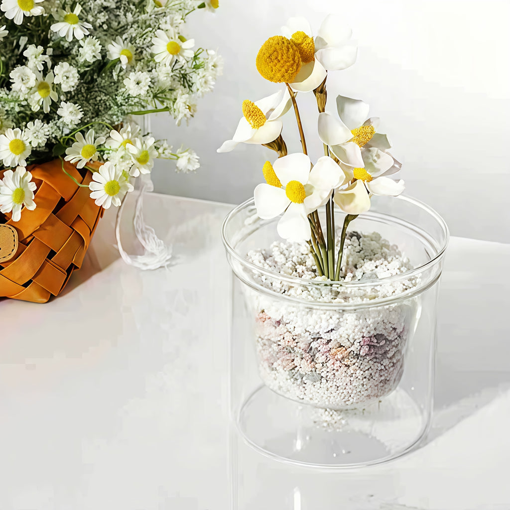 Pot de fleur en verre double paroi Ø 10 cm avec drainage
