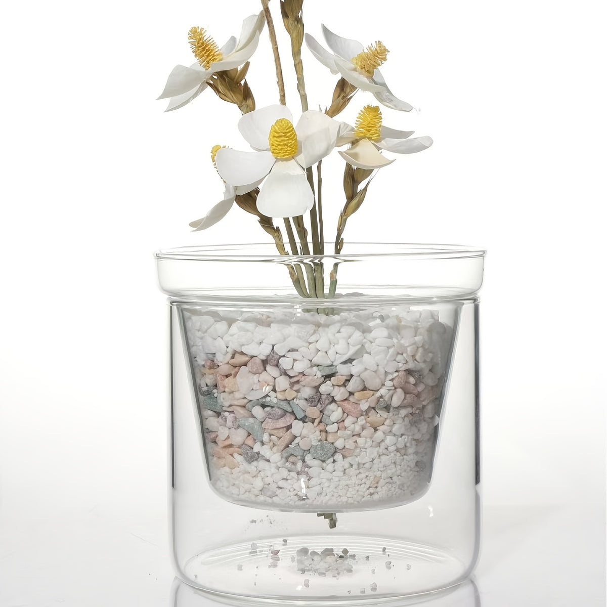 Pot de fleur en verre double paroi Ø 10 cm avec drainage