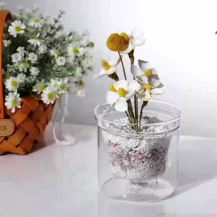 Pot de fleur en verre double paroi Ø 10 cm avec drainage
