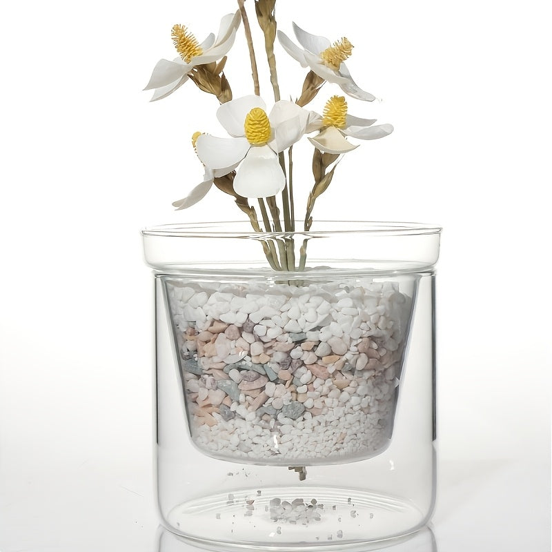 Pot de fleur en verre double paroi Ø 10 cm avec drainage
