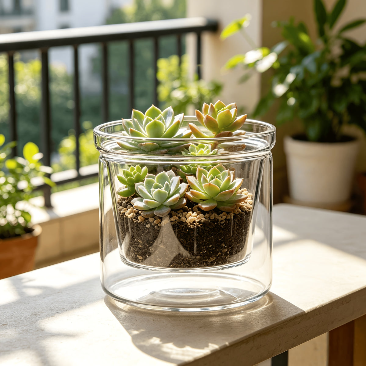 Pot de fleur en verre double paroi Ø 10 cm avec drainage